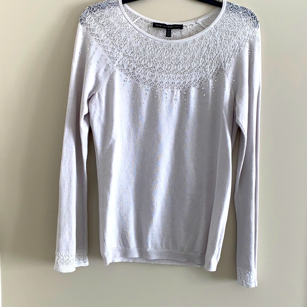 White House Black Market, silver/grey embellished top